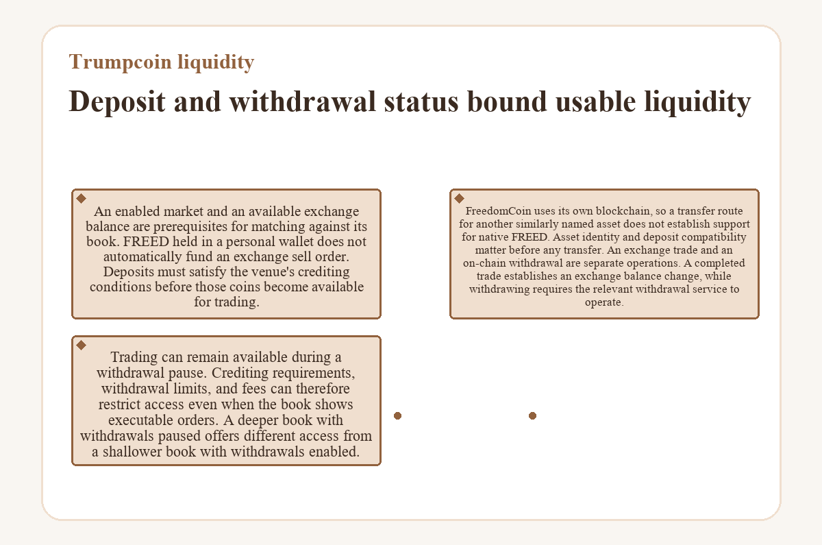 Graphic: Trumpcoin liquidity - Deposit and withdrawal status bound usable liquidity